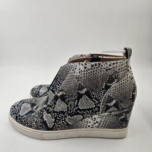 Linea Palolo©, Black and White, Leather, Snake Embossed, Felicia III Wedge, 9.5